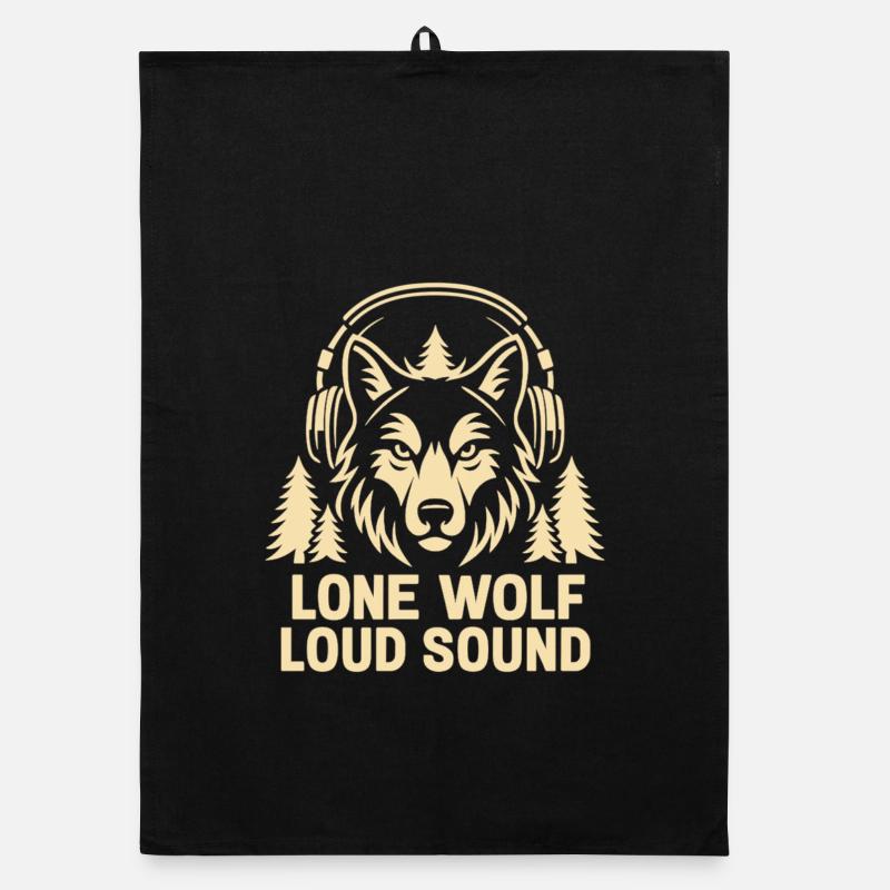 Einsamer Wolf mit Kopfhörer und Natur Organic Geschirrtuch