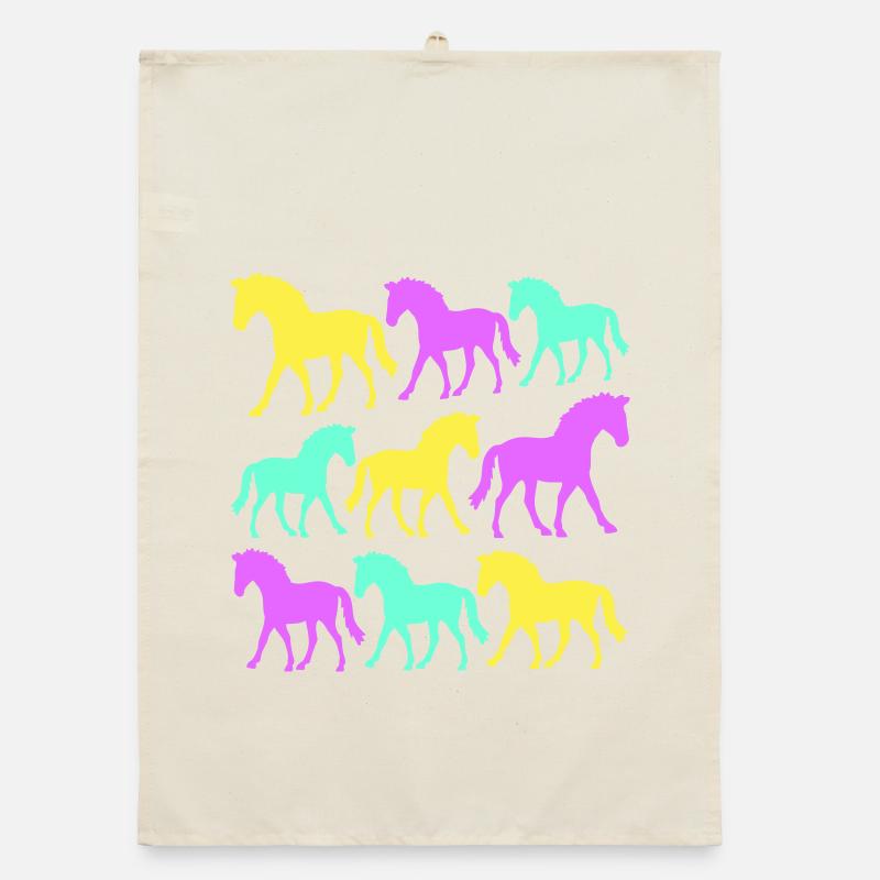 6 chevaux silhouette équipe cavalier équitation amis mignon Torchon bio