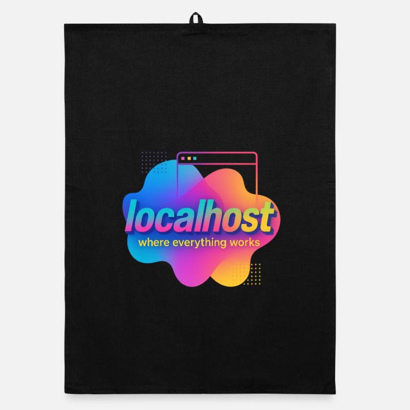 Localhost Colorful Graphic Tee for Developers Organic dish towel