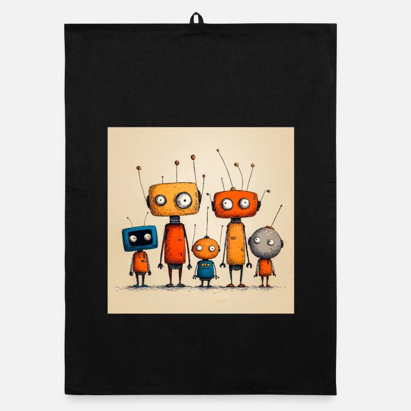 Childish Friendly Robot Organic dish towel