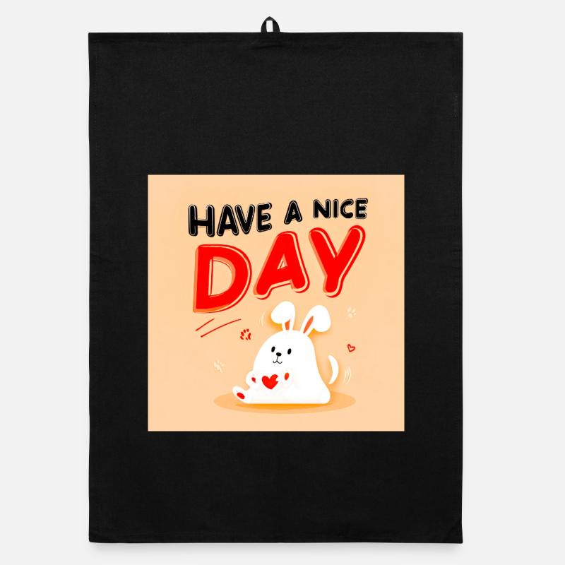 Design mignon de lapin avec message positif Torchon bio