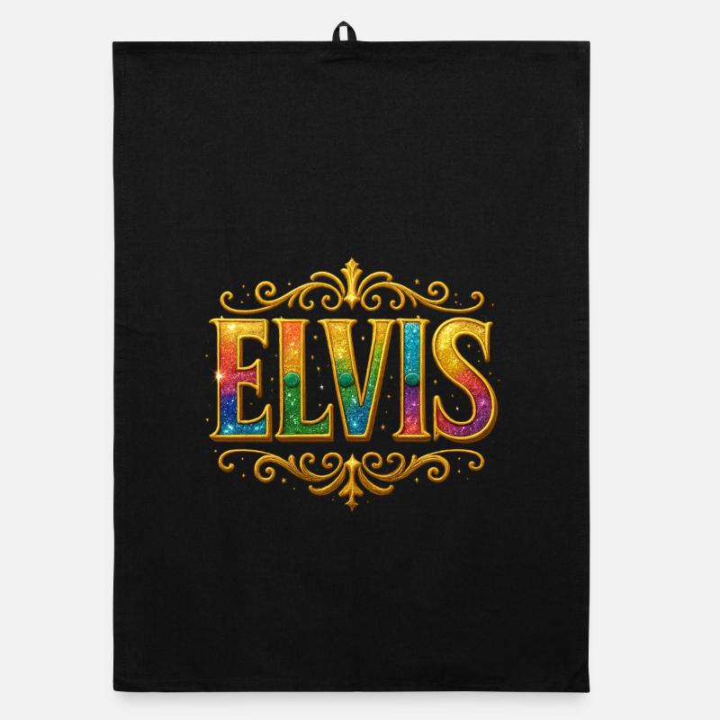 ELVIS Glitter Gold Sequins Organic dish towel