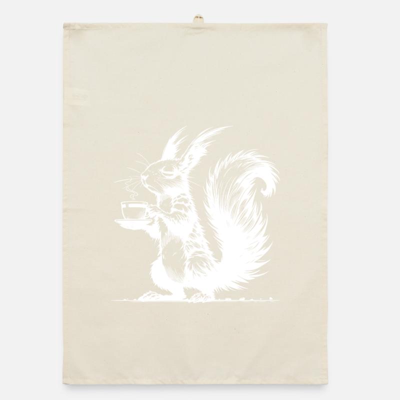 Small Squirrel, Big Cup Squirrel Caffeine Organic dish towel