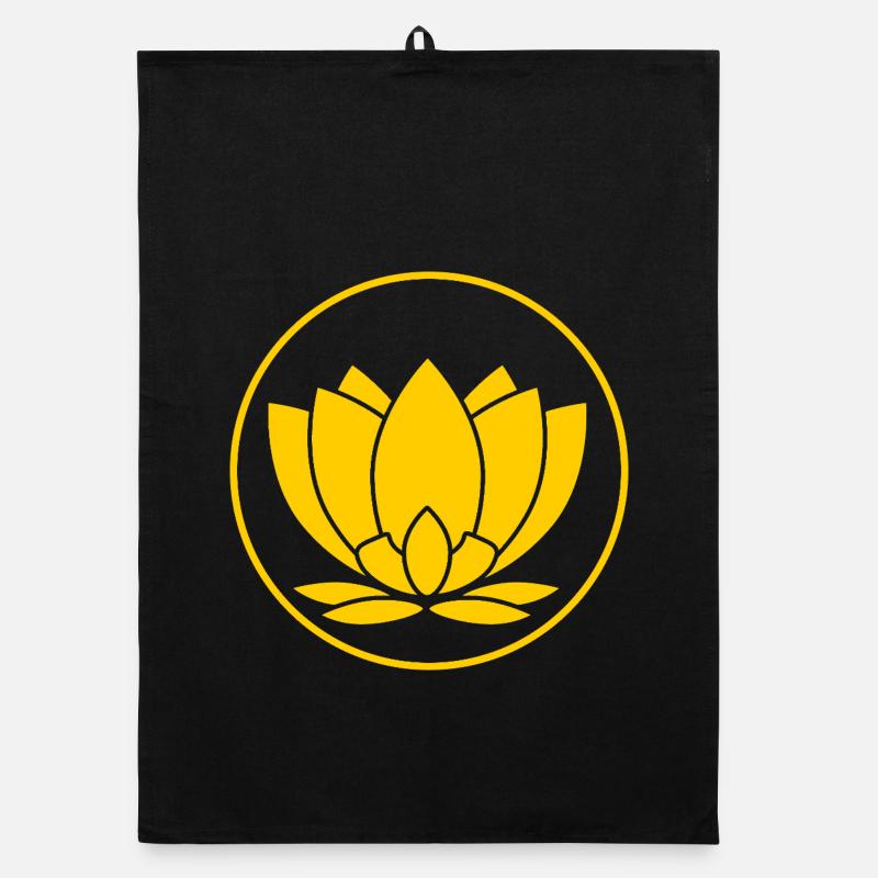 Illustration de fleur de lotus jaune Torchon bio