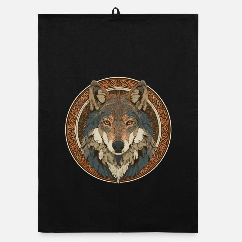 Legendenhafter Wolf mit keltischem Muster Organic Geschirrtuch