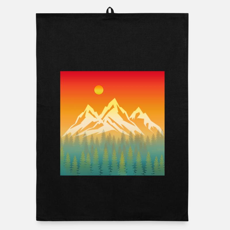 Mountain Nature Sunset Organic dish towel