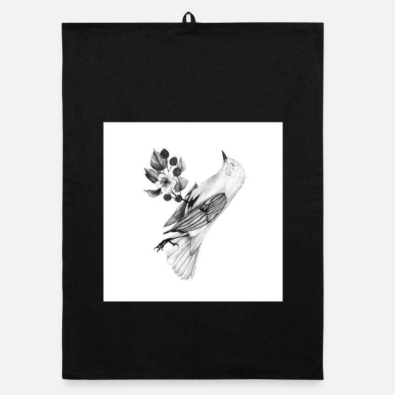 Oiseau avec des plantes Torchon bio