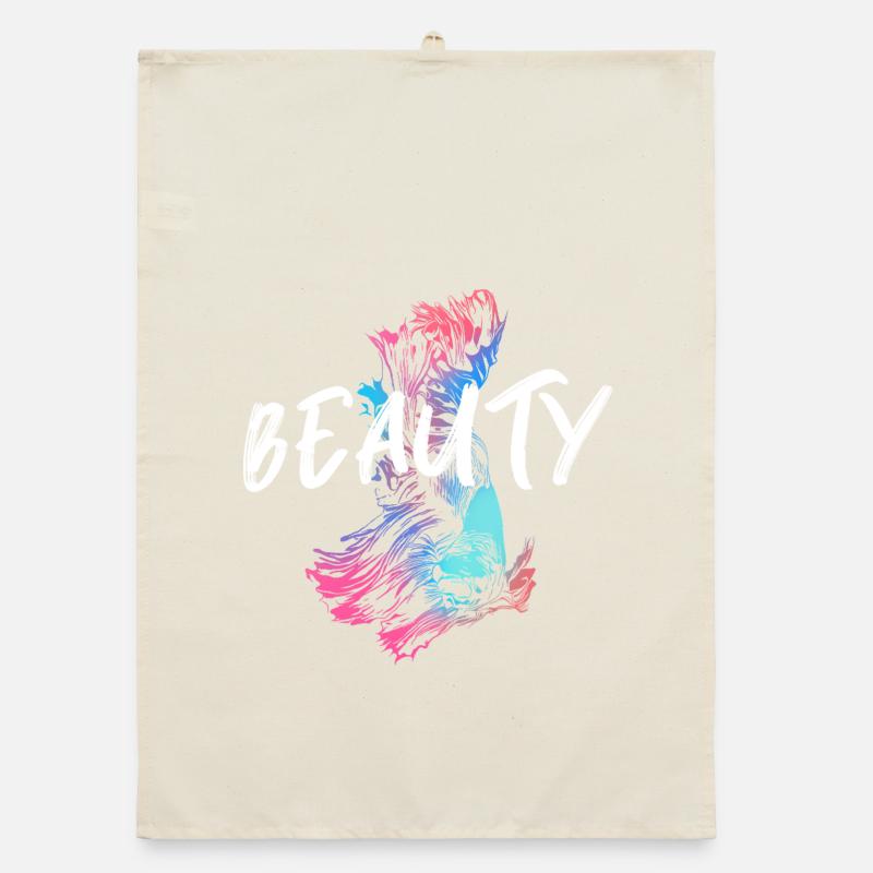 Illustration de betta fish Colorée avec Mot Beauté Torchon bio