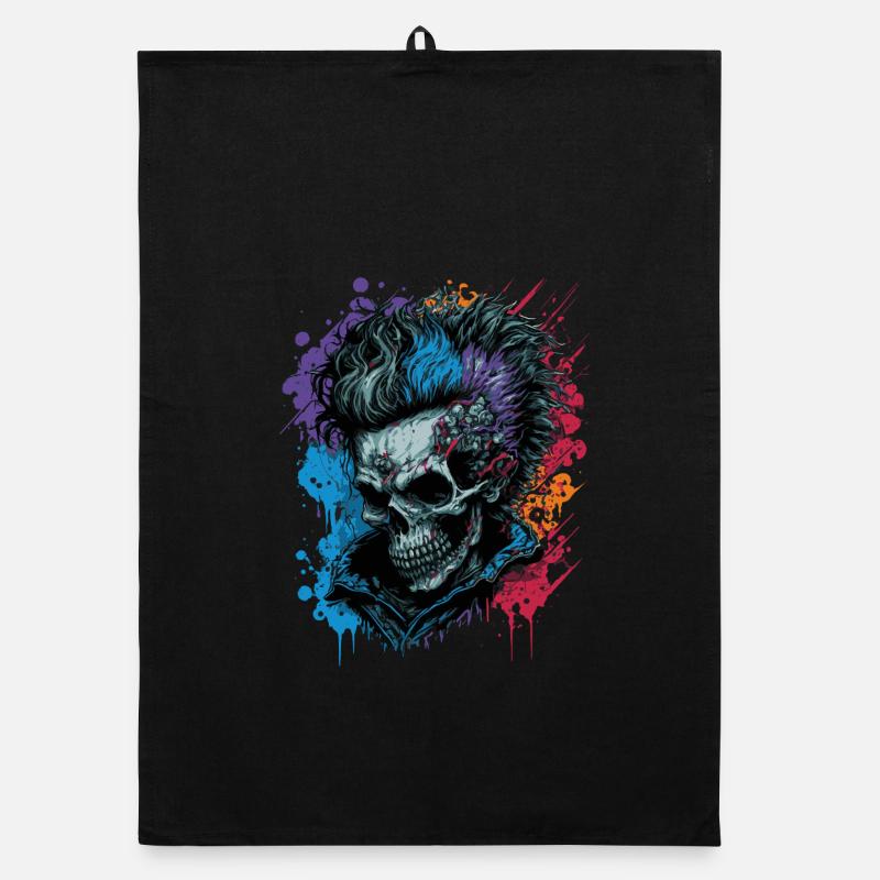 Rainbow Zombie Punk Organic dish towel