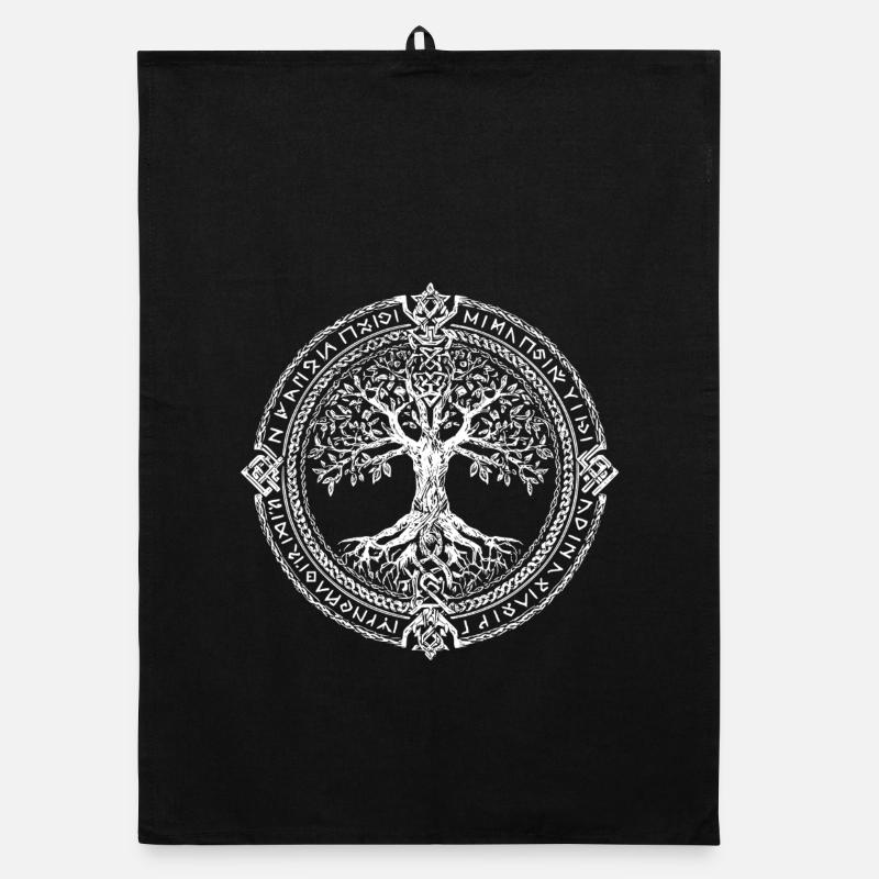 Baum des Lebens Symbol Runen Wikinger Organic Geschirrtuch