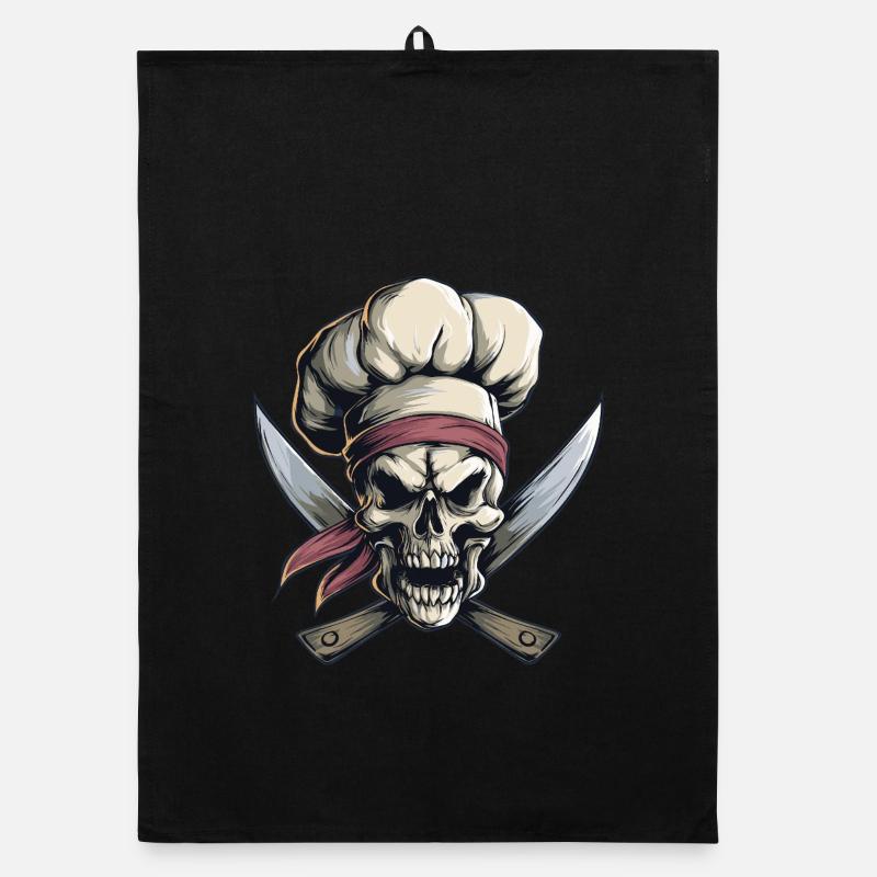 Crâne avec toque de chef Torchon bio