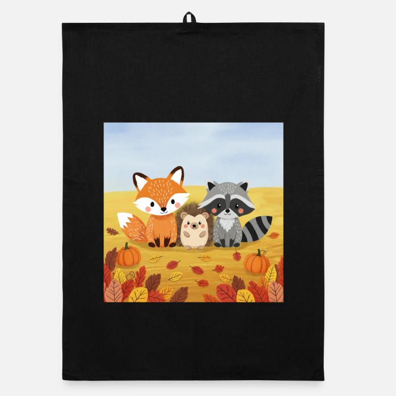 Trio d’animaux de la forêt automnale Torchon bio