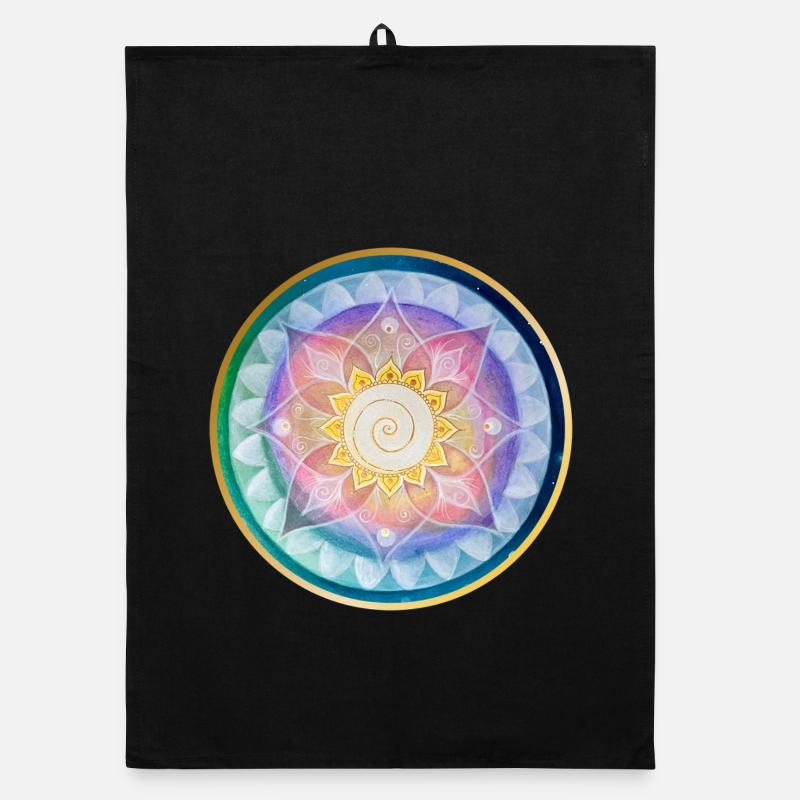 Harmonisches Mandala Meditations design - Organic Geschirrtuch - Schwarz
