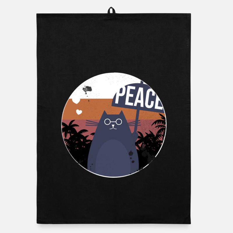 Katze Vintage Design Geschenk Organic Geschirrtuch