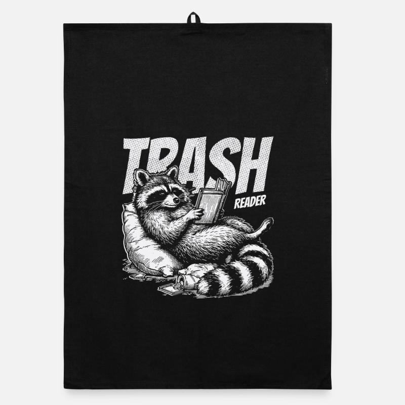 Trash Reader Funny Raccoon Bookworm Retro Organic Geschirrtuch