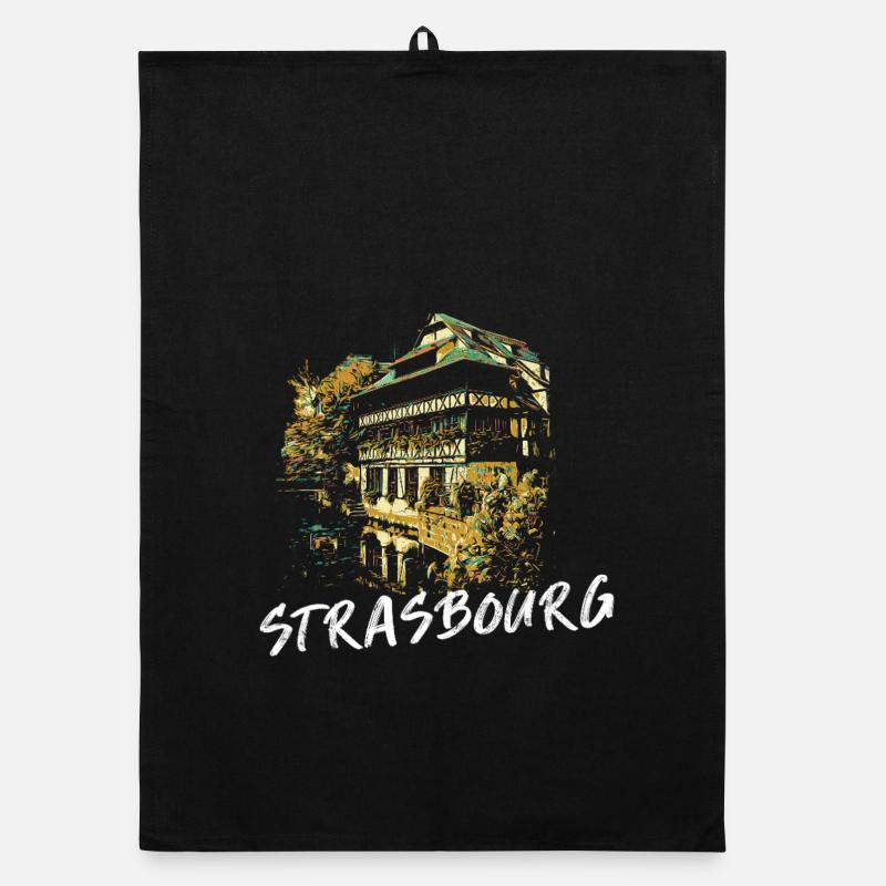 Façades typiques de Strasbourg – Illustration Torchon bio