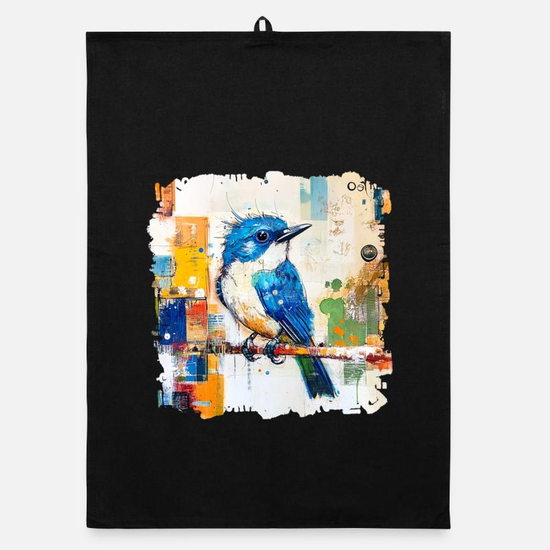 Blauer Vogel im Farbblock-Abstract Organic Geschirrtuch