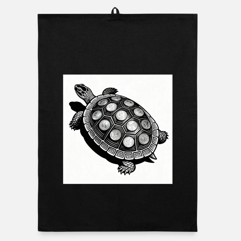 Münz-Schildkröte Geometrie - Organic Geschirrtuch - Schwarz