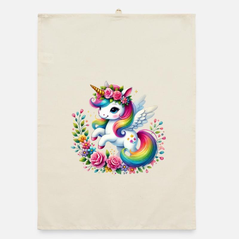 Regenbogen Fleur Einhorn Organic Geschirrtuch