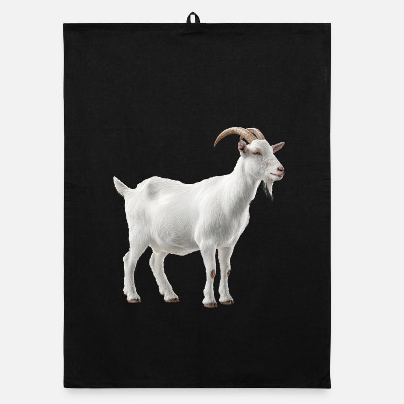 White Mountain Goat Portrait Organic dish towel