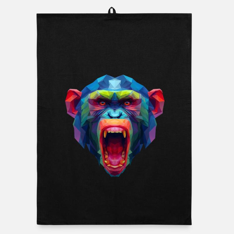 Tête de singe polygone coloré Torchon bio