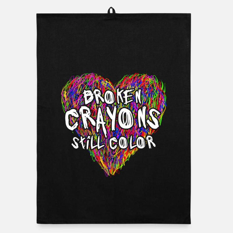 Les crayons cassés colorent encore la sensibilisation à la santé mentale - Torchon bio - noir