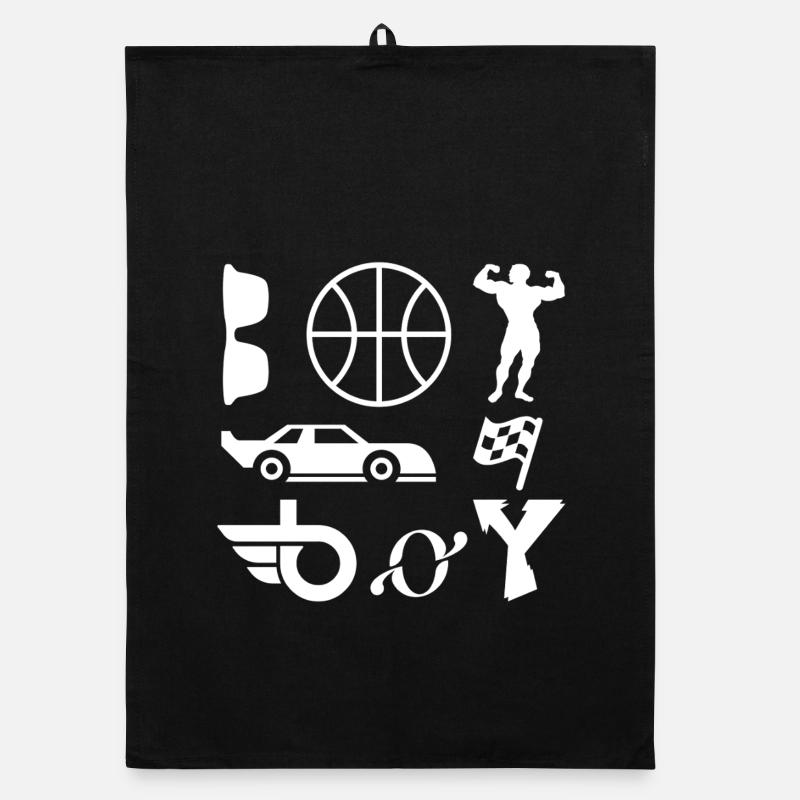 boy - Organic dish towel - black