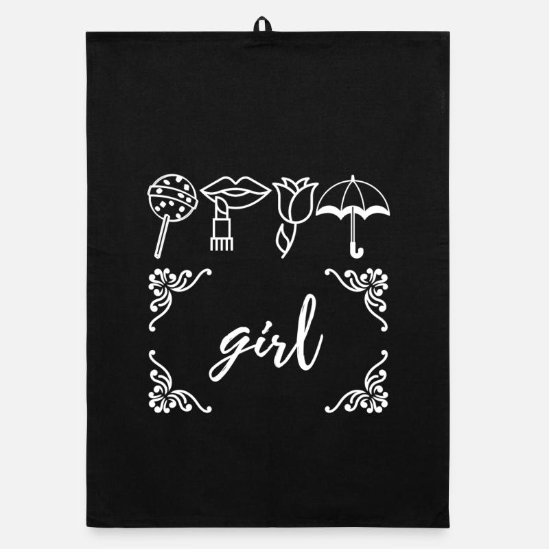 fille - Torchon bio - noir