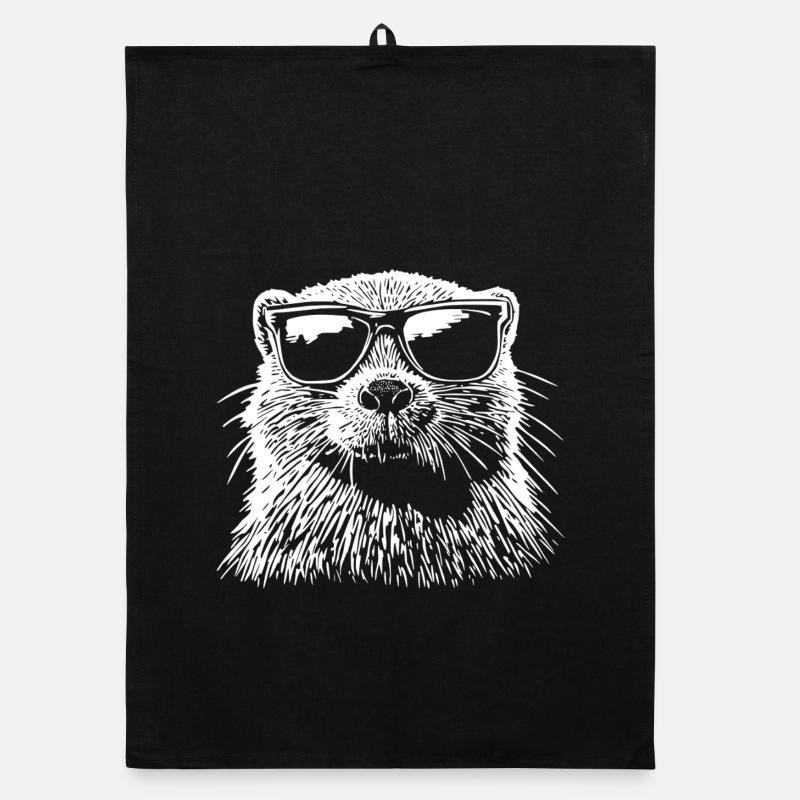 Cool Biber Sonnenbrille - Organic Geschirrtuch - Schwarz