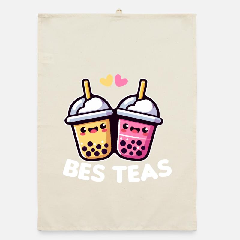 Adorable Bubble Tea Duos Organic dish towel
