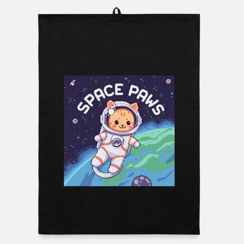 Space Paws – Pixel Cat Astronaut  Organic Geschirrtuch