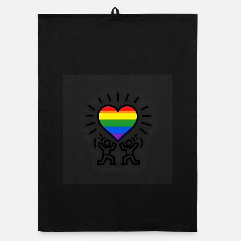 Heart Rainbow Celebration Organic dish towel