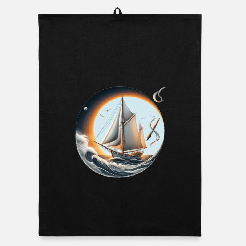 Sailing Circle at Sunset Organic dish towel