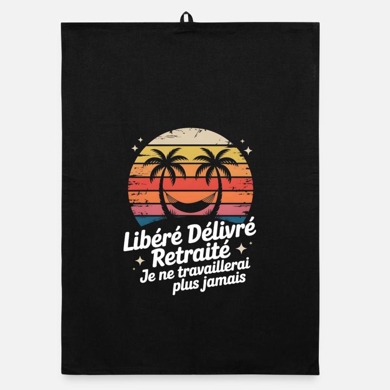 Retraité au coucher soleil palmier Torchon bio