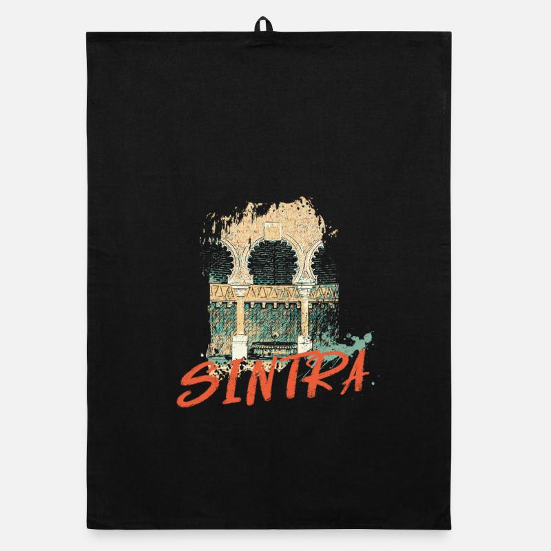 Moorish Architecture Sintra illustration Organic dish towel