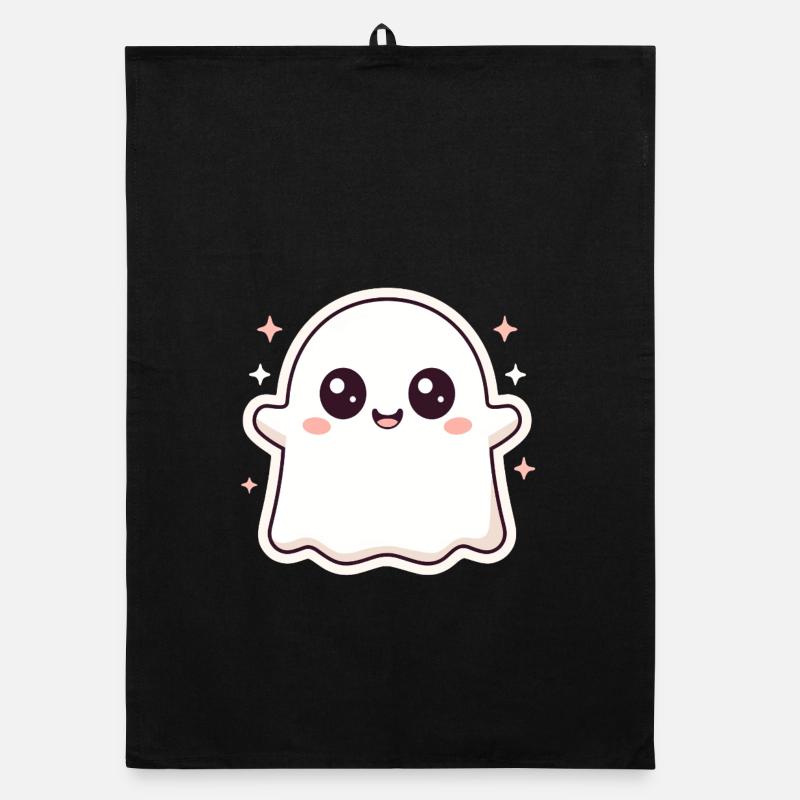 Kawaii Geist mit Glitzer – Halloween Cute Organic Geschirrtuch