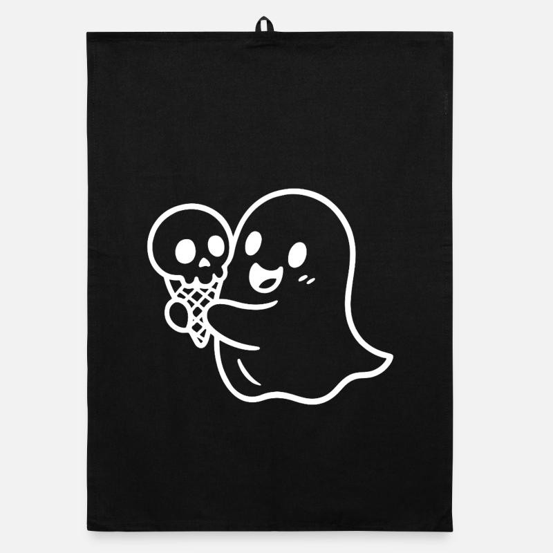 Geist mit Eis Totenkopf – kindgerechtes Halloween Organic Geschirrtuch