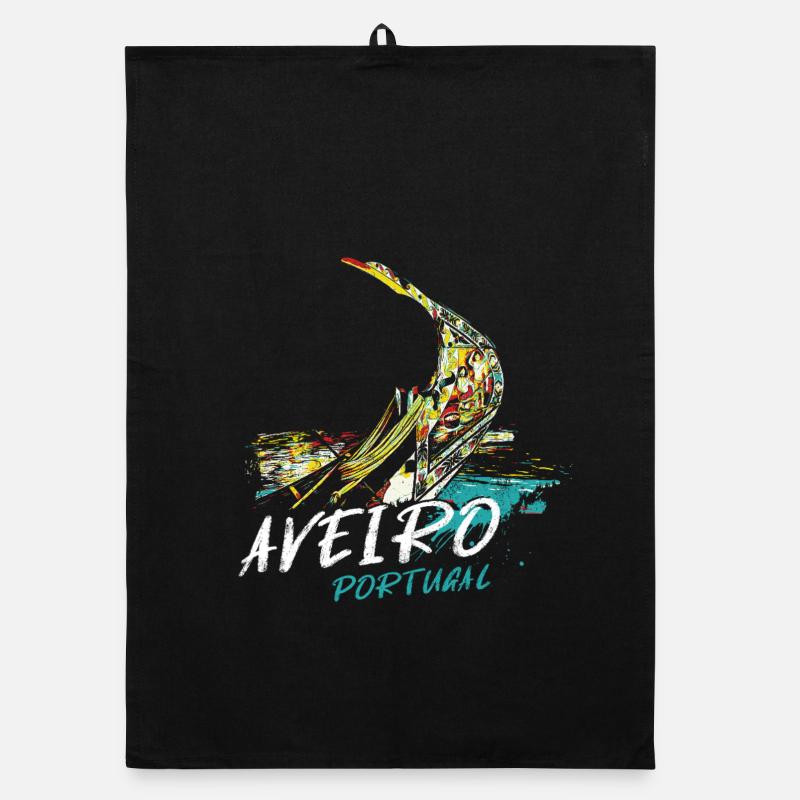 Prow boat moliceiro Aveiro illustration Organic dish towel