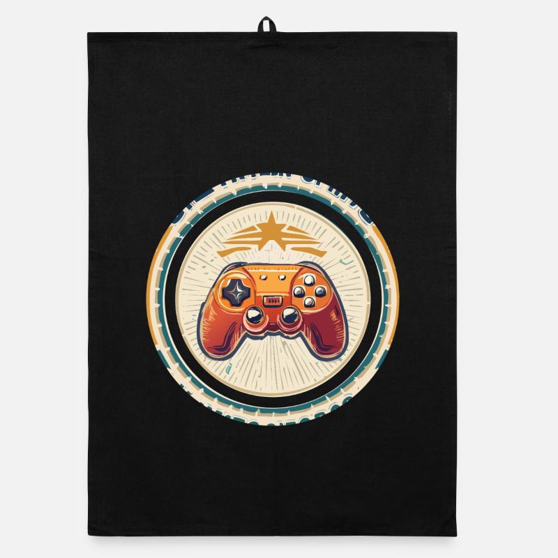 Retro Spielcontroller Abzeichen - Organic Geschirrtuch - Schwarz