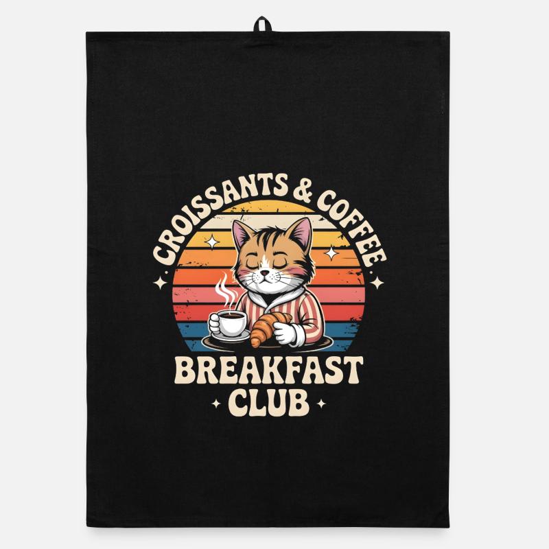 Katzenbrunch Retro Café Organic Geschirrtuch