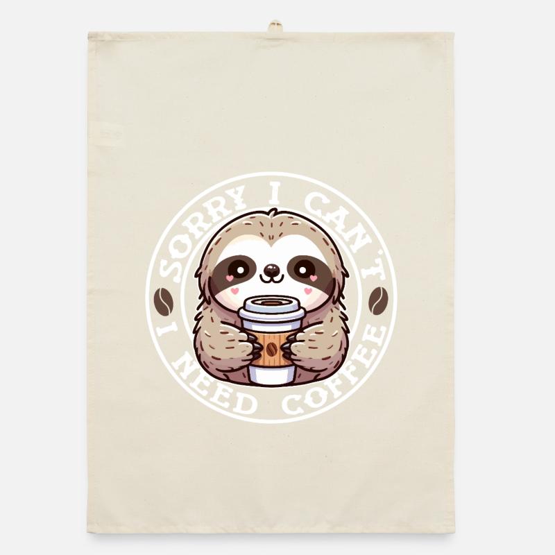 Sloth Cute Round Coffee Organic dish towel