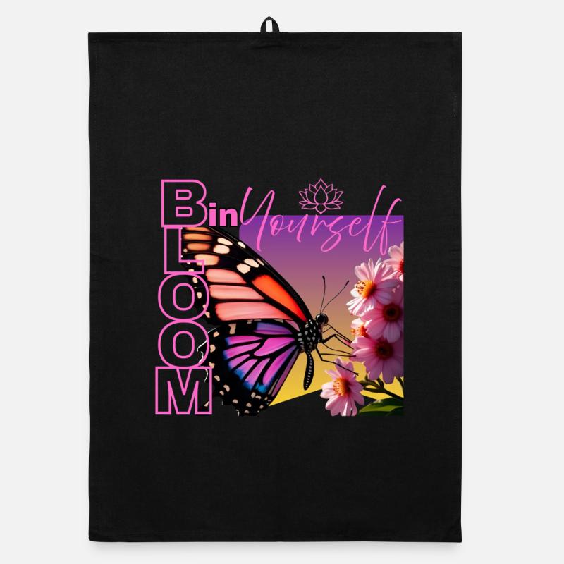 Papillon avec dicton - Épanouissez-vous en vous-même Torchon bio