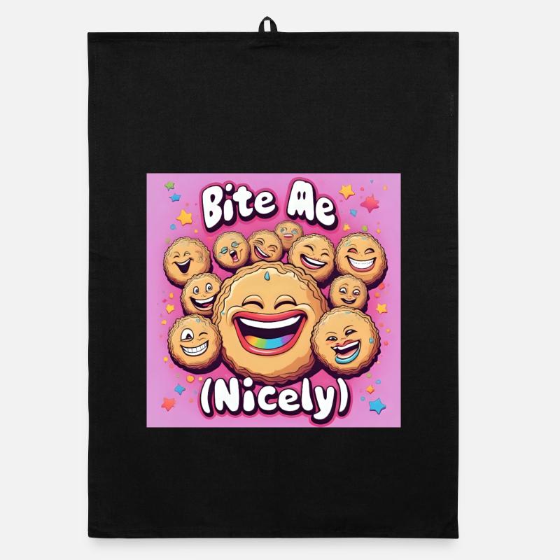 Bite Me Nicely Kekse Lachdesign Organic Geschirrtuch