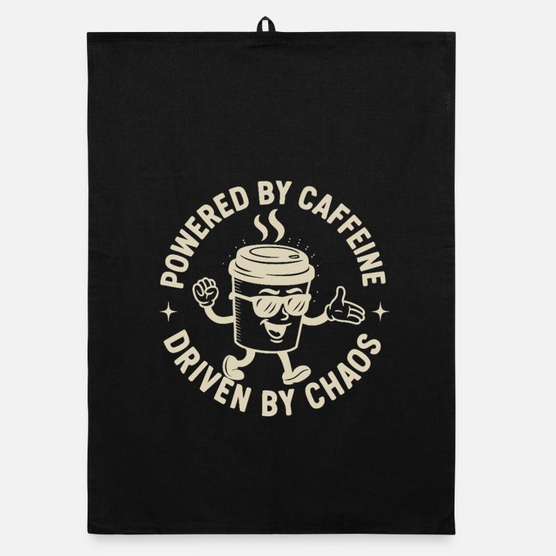 Powered by Caffeine, Driven by Chaos Kaffee Spruch Organic Geschirrtuch