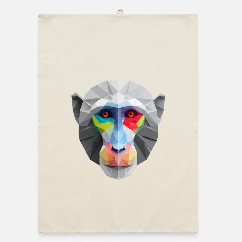 Colored Low-Poly Monkey Face Logo Art Design Organic dish towel