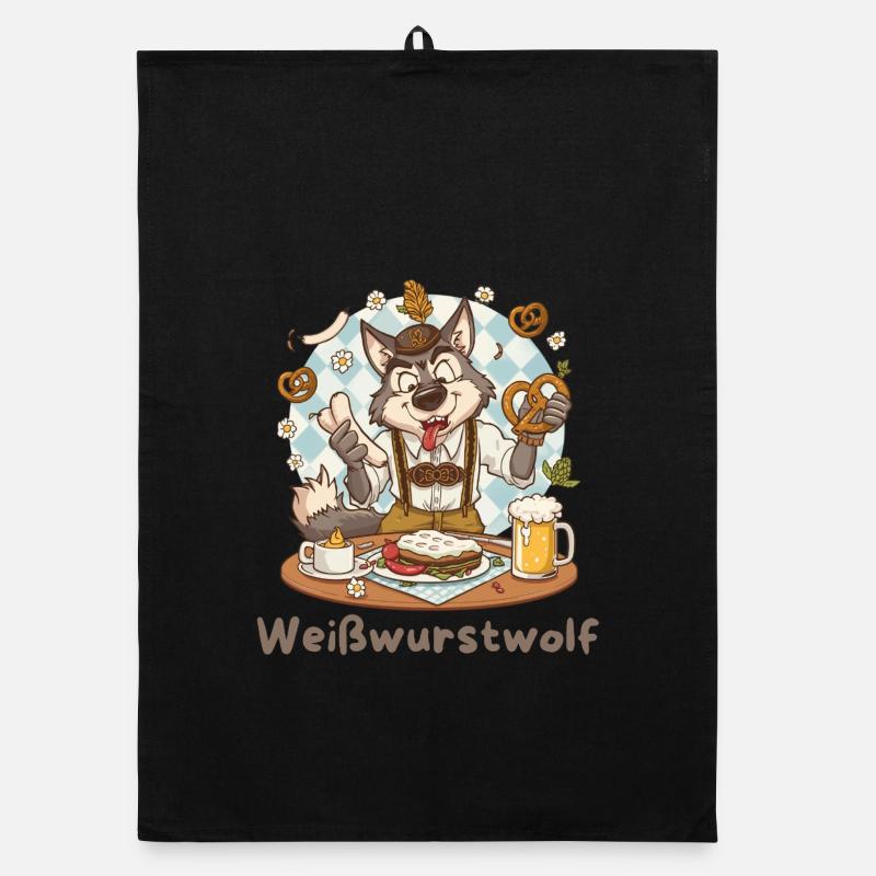 Weißwurstwolf Kochheld Bavarian Organic Geschirrtuch