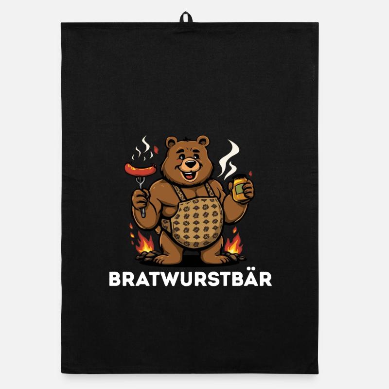 Bratwurstbär Grillfest Geschenk Geschenkidee  Organic Geschirrtuch