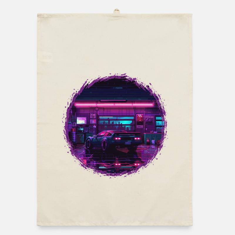 Neon Garage – RetroRift Night Edition Organic dish towel
