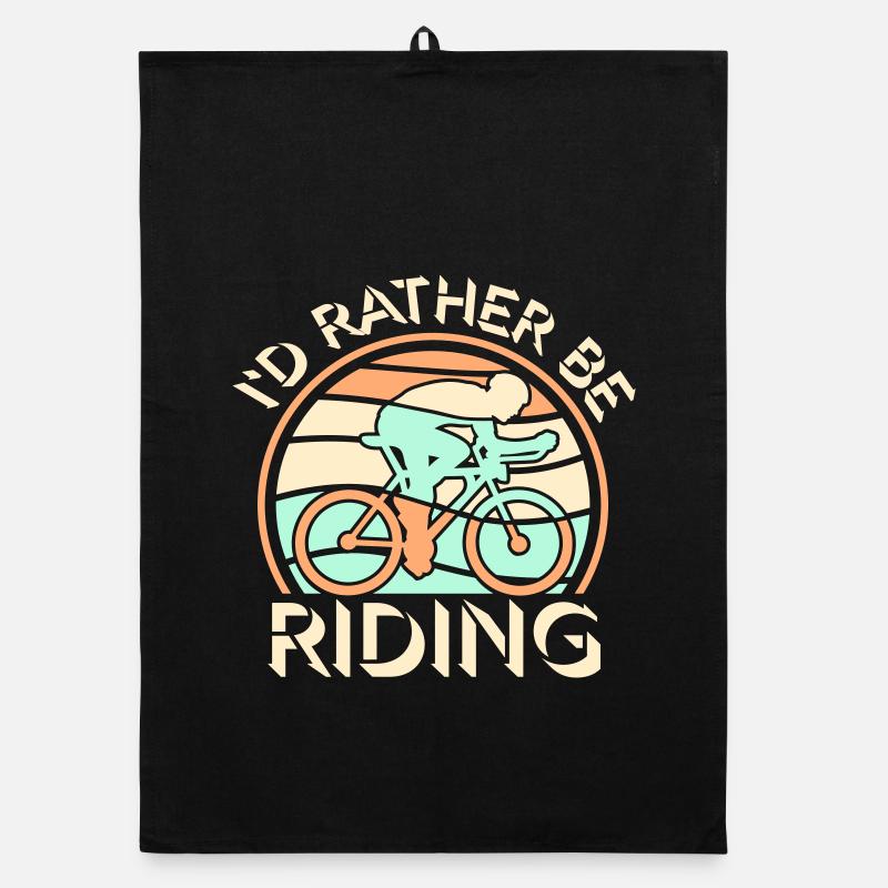 Vintage Radfahrer I'd Rather Be Riding Retro Logo - Organic Geschirrtuch - Schwarz