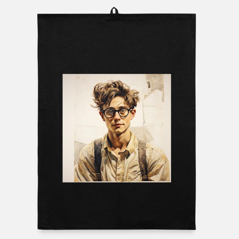 Lässig Lernender Portrait mit Brille Organic Geschirrtuch